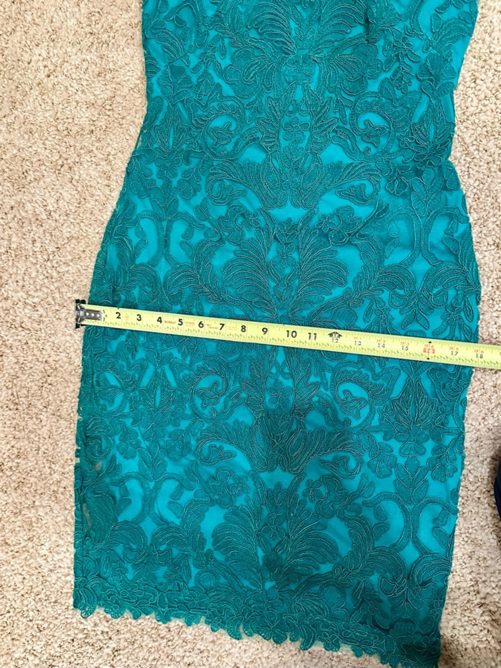 NWT Tadashi Shoji Emerald Lace Sleeveless Mini Dress - Picture 11 of 12